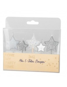 Velas Estrelas Glitter Prata